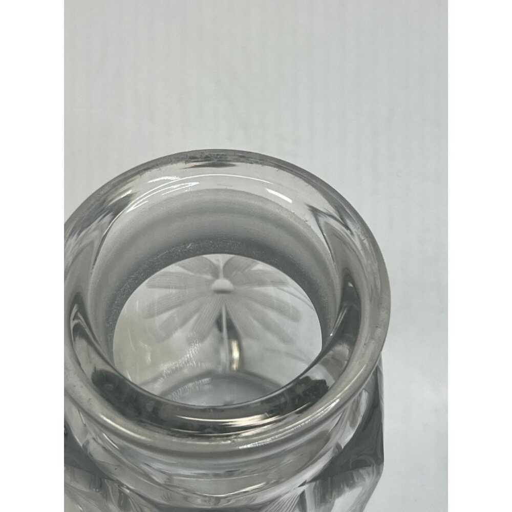 Vintage Etched Clear Glass Jar with Decorative Lid Floral Pattern Collectible - Picture 6 of 7